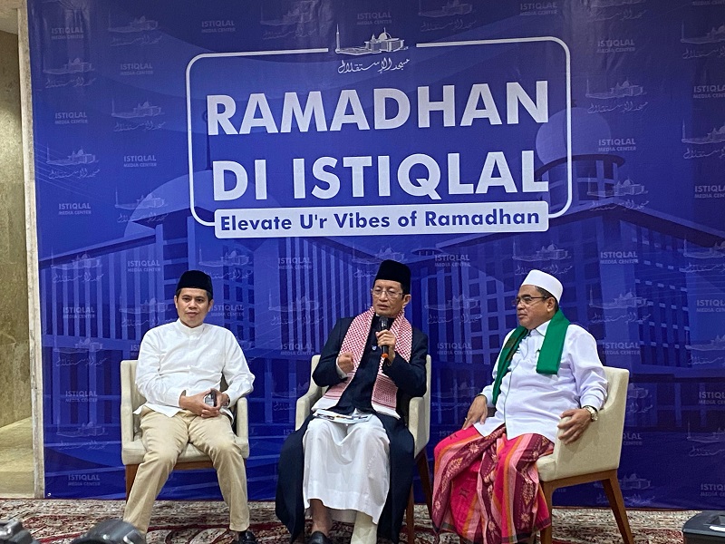 Menteri Agama (Menag) Nasaruddin Umar dalam acara Press Conference Masjid Istiqlal Menyambut Bulan Ramadhan 1446 H, Jumat 28 Februari 2025. Foto: Ayyubi/Kabarbursa.com