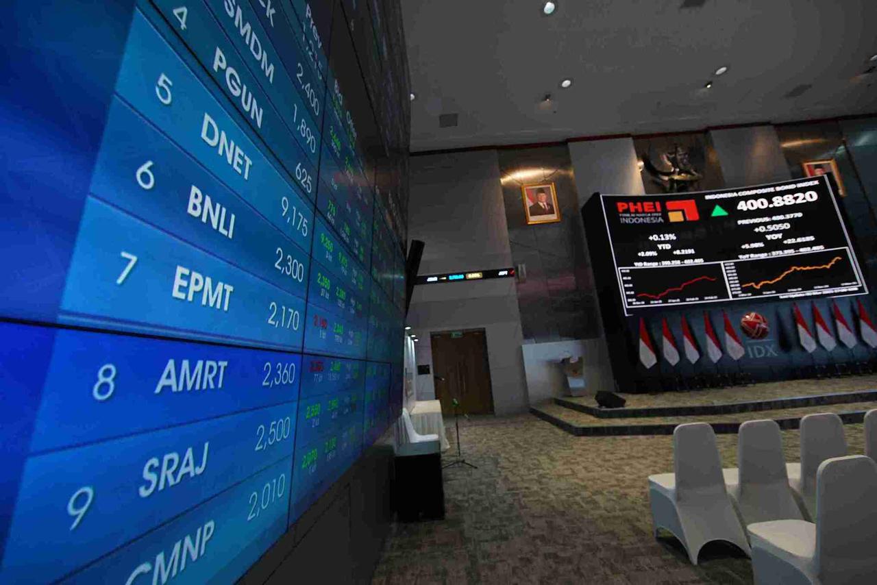 Papan utama Indeks Harga Saham Gabungan (IHSG) di main hall Bursa Efek Indonesia (BEI), Jakarta. (Foto: Kabarbursa/Abbas Sandji)