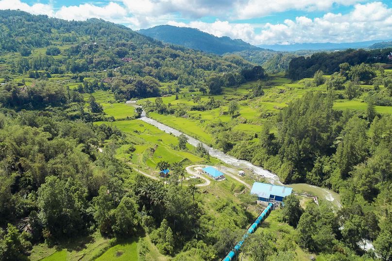 PLTM Maiting Hulu, pembangkit listrik tenaga mikrohidro yang berlokasi di Toraja Utara, Sulawesi Selatan. Foto: Dok. Brantas Energi.