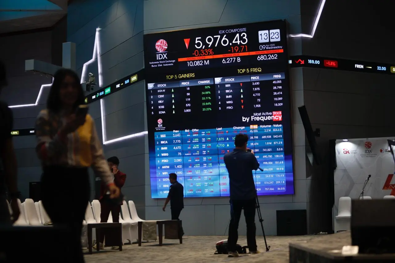 Layar utama Indeks Harga Saham Gabungan atau IHSG di main hall Bursa Efek Indonesia (BEI). (Foto: KabarBursa/Abbas Sandji)