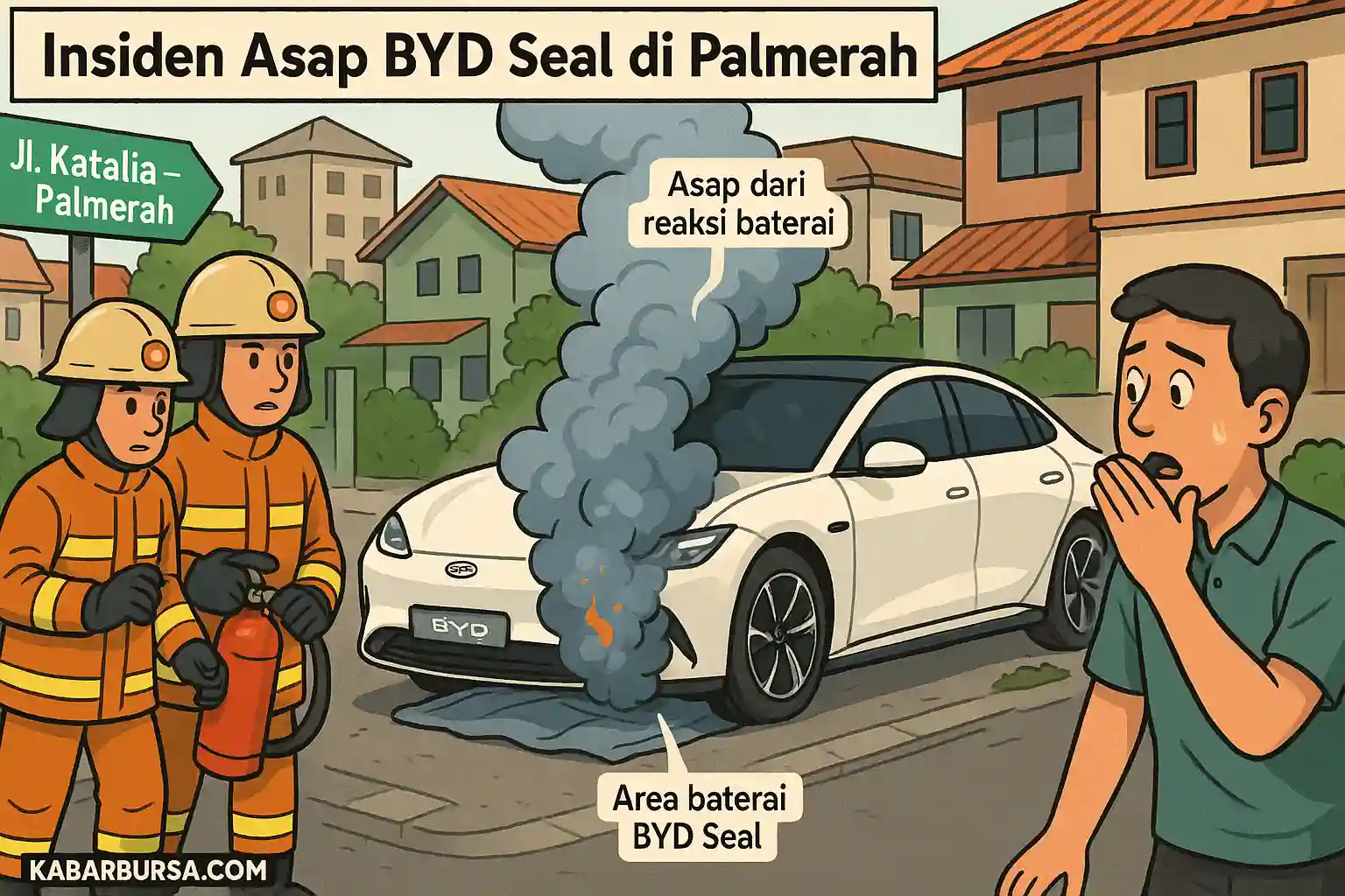 Ilustrasi insiden mobil listrik BYD berasap di Palmerah. 