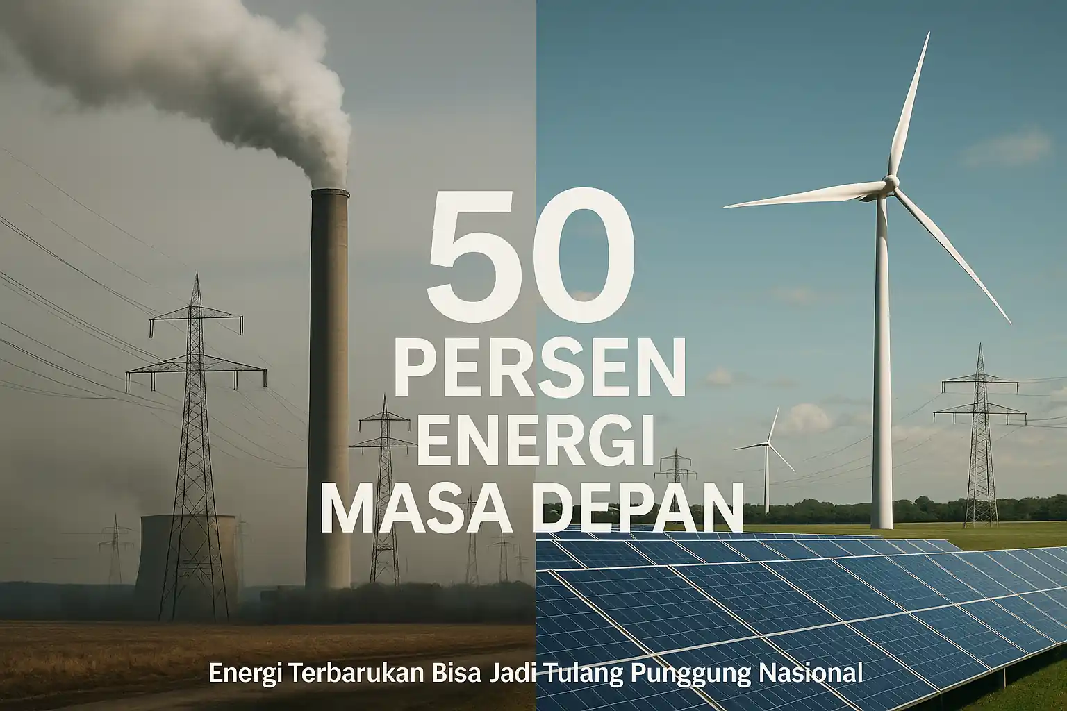 Energi terbarukan dinilai mampu gantikan hingga 50 persen energi fosil. Investasi EBT butuh percepatan regulasi dan dukungan infrastruktur. Gambar dibuat oleh AI untuk KabarBursa.com.