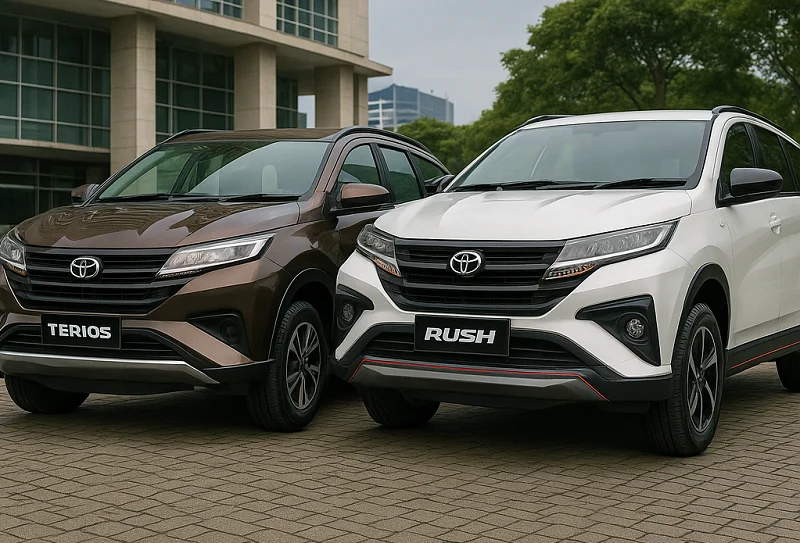 Perbandingan Daihatsu Terios vs Toyota Rush. Gambar dibuat oleh AI untuk KabarBursa.com