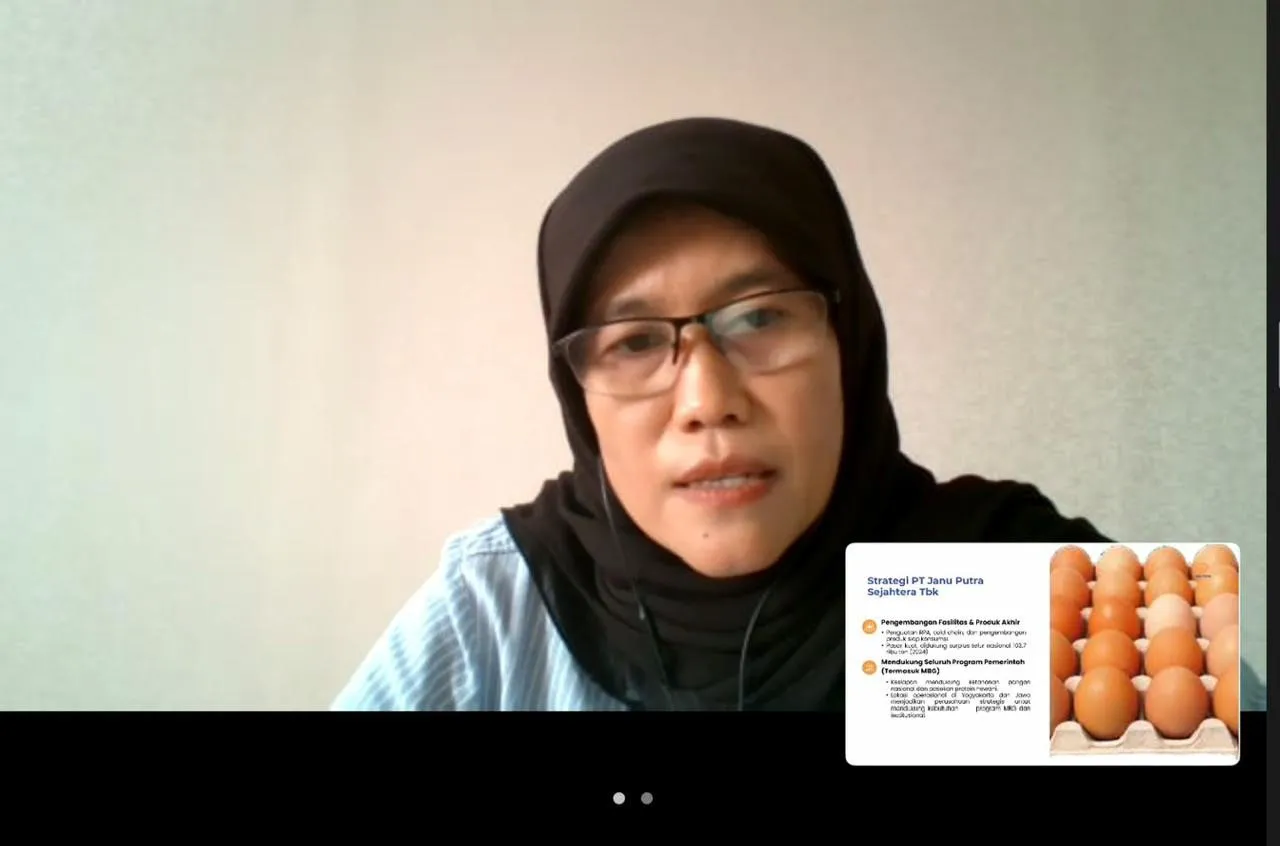 angkapan layar Direktur Utama AYAM, Sri Mulyani, saat menggelar publik ekspose secara daring.