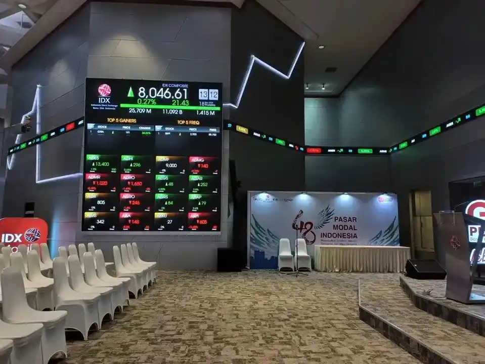 Papan pantau IHSG di Bursa Efek Indonesia Foto: KabarBursa.com/Desty Luthfiani.