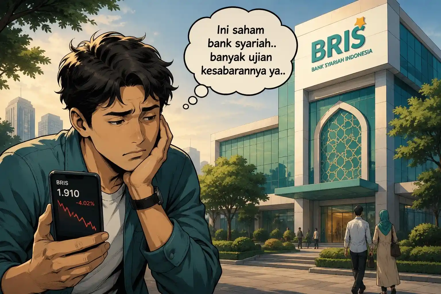 Pasar mulai menghitung ulang valuasi BRIS setelah reli dan RUPS 2026. Asing masih aktif keluar-masuk meski analis tetap bullish. Gambar dibuat oleh AI untuk Kab