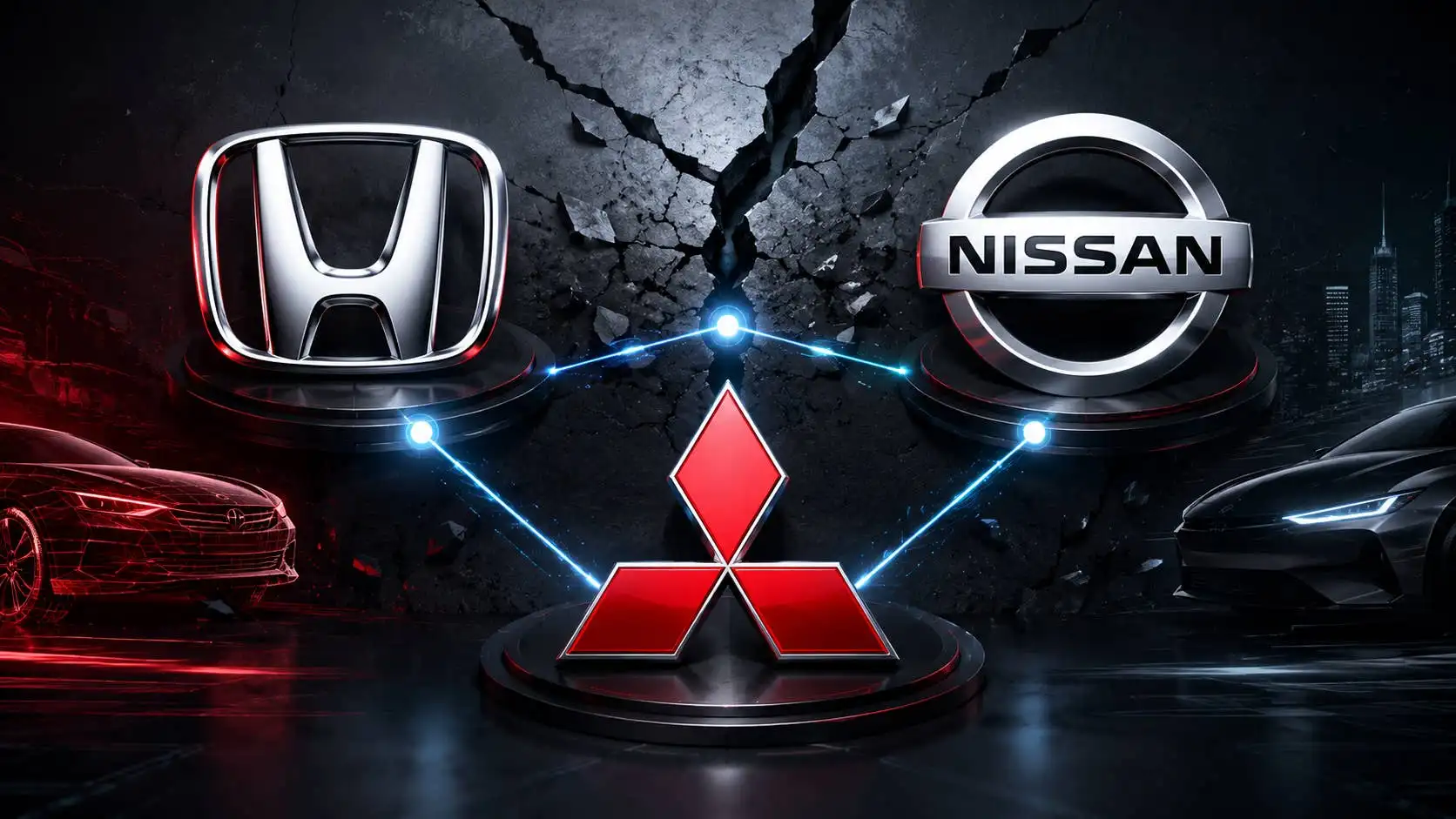  Tiga raksasa otomotif Jepang yang terdiri dari Honda, Nissan, dan Mitsubishi berencana berbagi komponen hingga produksi demi melawan agresivitas kendaraan China hingga Tesla. Foto: Autoblog
