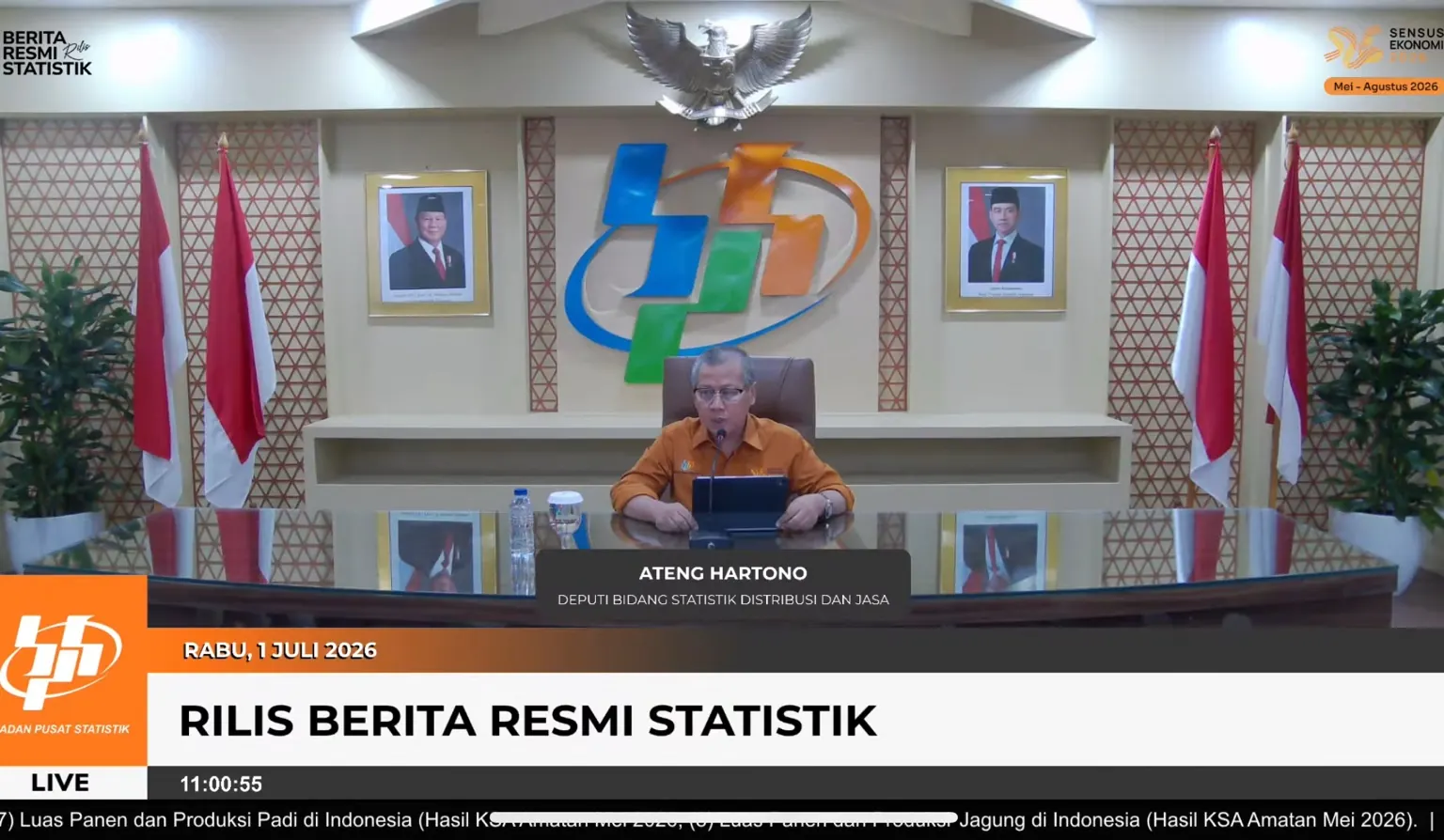 BPS memetakan pergerakan harga Juni 2026. Minyak dunia, CPO, dan emas turun, sedangkan bawang putih naik dipicu ongkos logistik dan kurs rupiah. Foto: Tangkapan layar YouTube BPS.