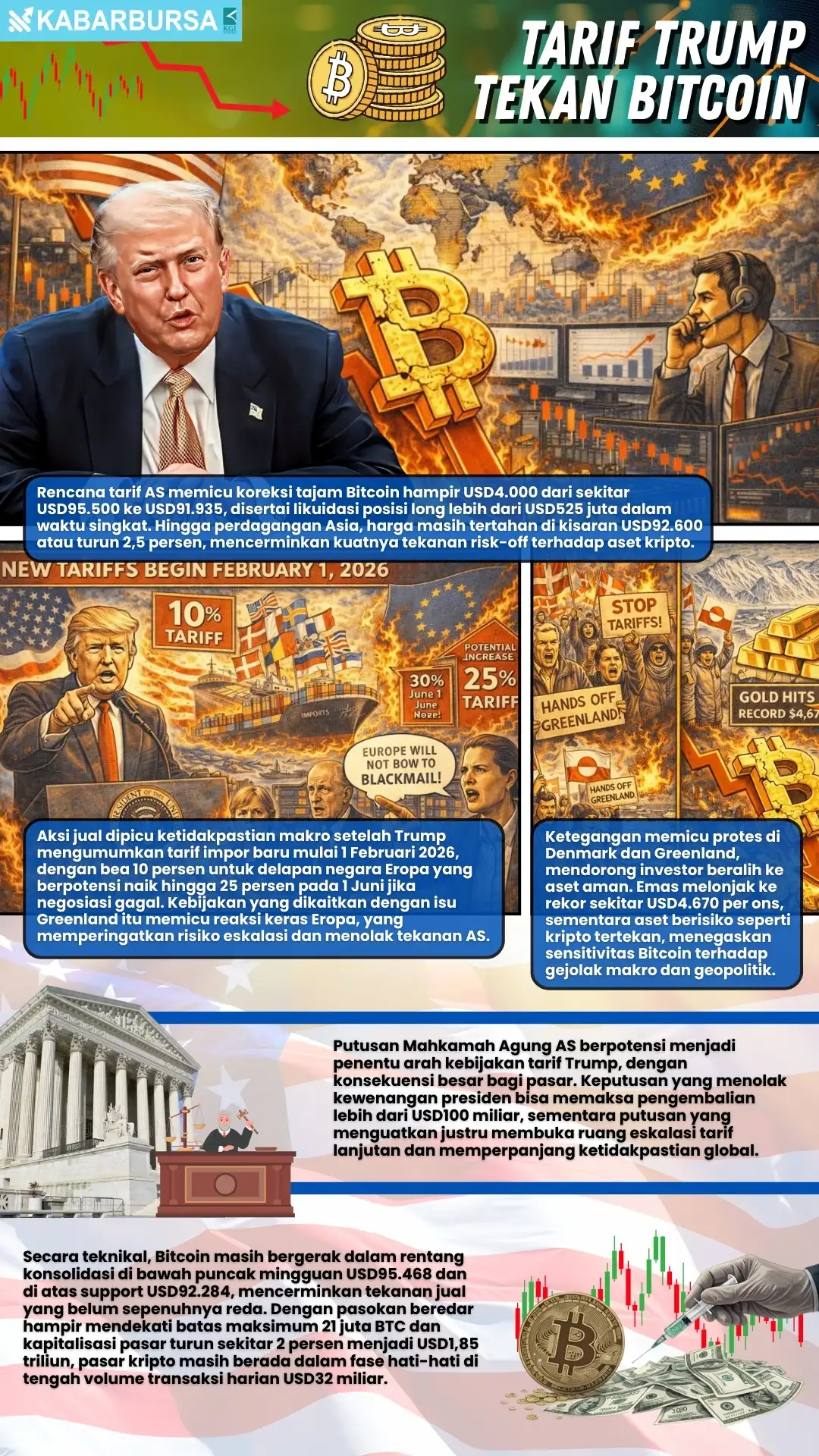 INFOGRAFIS Tarif Trump Tekan Bitcoin