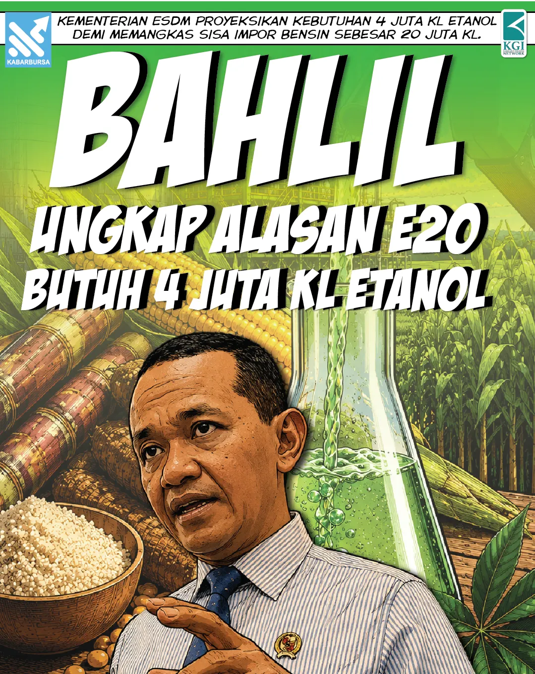 Bahlil Ungkap Alasan E20 Butuh 4 Juta KL Etanol